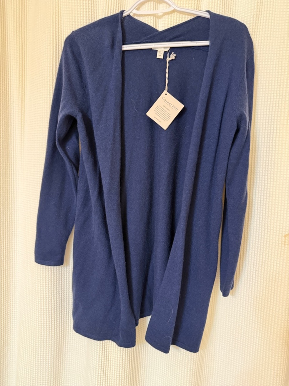Garnet Hill Navy Blue Open-Front Lightweight Cardigan. 100% Cashmere. XS.